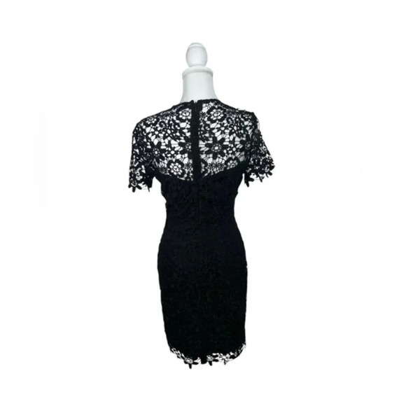 Bebe Short sleeve Floral Crotchet Black Dress sz 8 - Picture 2 of 5